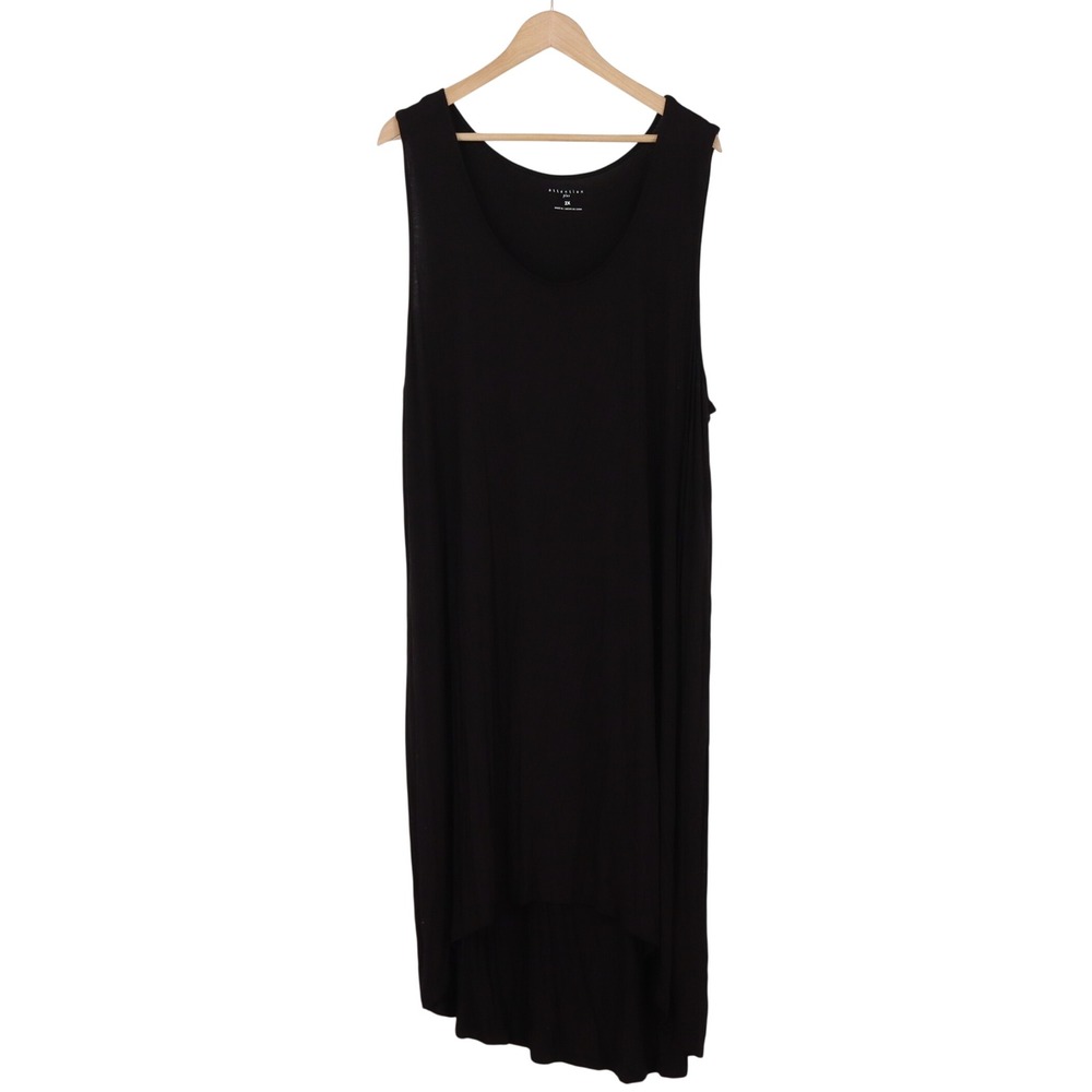 Attention Plus Dress Women 2X Maxi Black High-Low Sleeveless Stretch Excellent